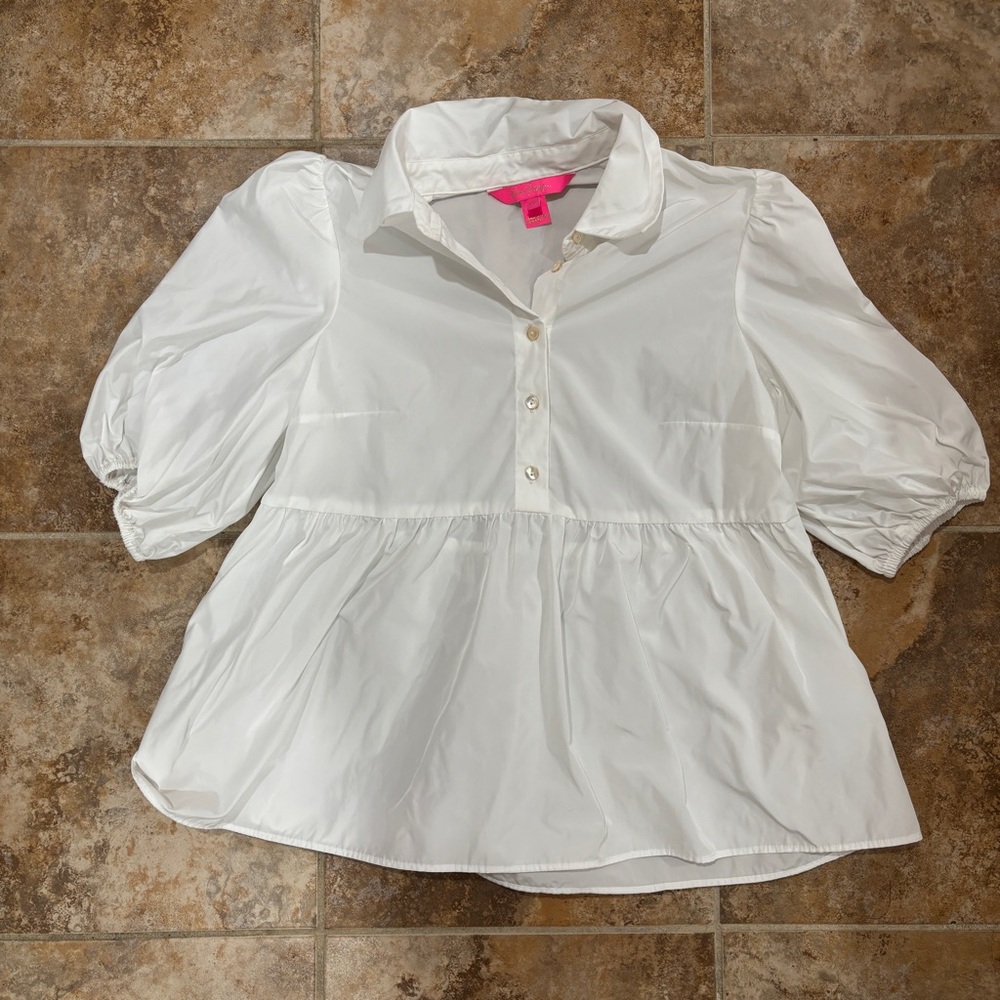 - Lilly Pulitzer Crissa White Tiered Blouse XXS